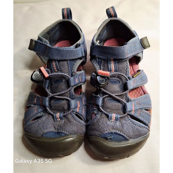 KEEN Kids Seacamp II CNX Waterproof Sport Sandals Size 1 Navy Coral Hiking Water - Picture 1 of 6